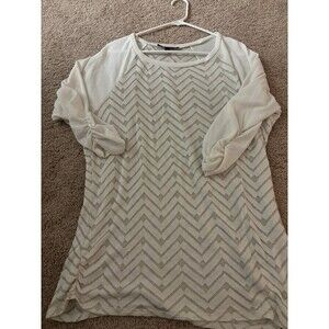 Heart Soul Plus White Chevron Patterned Blouse - Size 1X